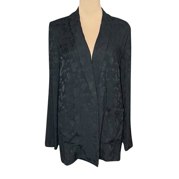 Jacquard Blazer Sz.S Oversized Black Floral Textured Open Front
Goth Grunge Boho - Picture 11 of 11